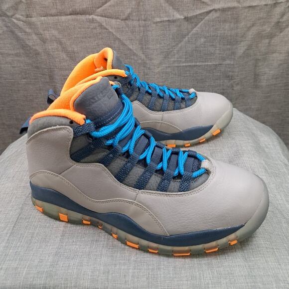 %Men\'s Nike Air Jordan 10 X Retro Bobcats Wolf Gray Blue Orange Sz 9 Men / AJ9 main image 4